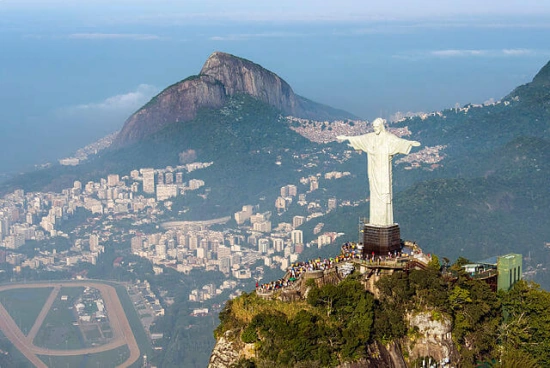 Christ the Redeemer statue in Rio de Janeiro, aerial view
